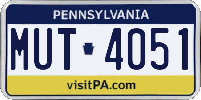 PA license plate MUT4051
