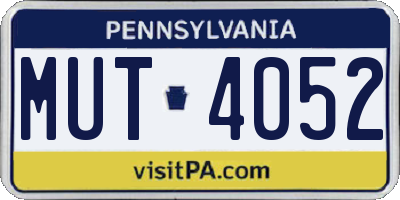 PA license plate MUT4052