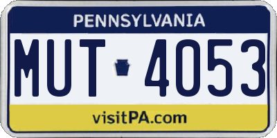 PA license plate MUT4053