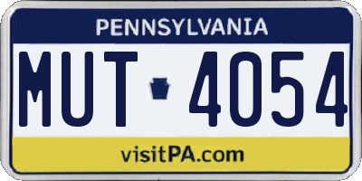 PA license plate MUT4054