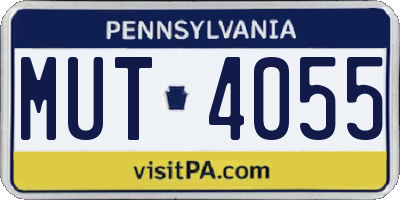 PA license plate MUT4055