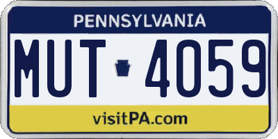 PA license plate MUT4059