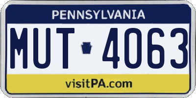 PA license plate MUT4063