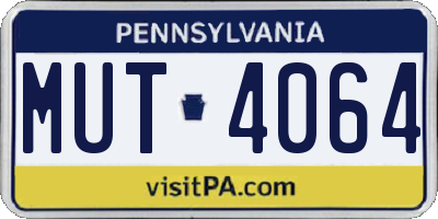 PA license plate MUT4064
