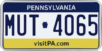 PA license plate MUT4065