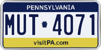 PA license plate MUT4071
