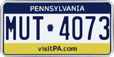 PA license plate MUT4073