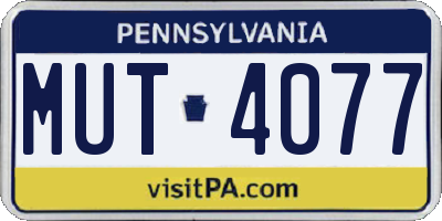 PA license plate MUT4077
