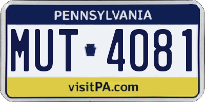 PA license plate MUT4081