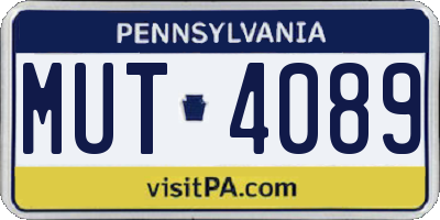 PA license plate MUT4089