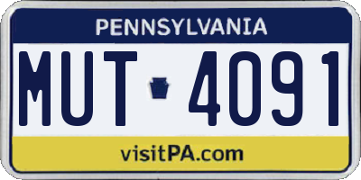 PA license plate MUT4091