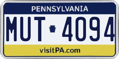 PA license plate MUT4094