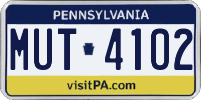 PA license plate MUT4102
