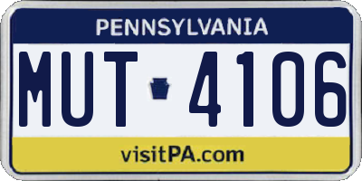 PA license plate MUT4106