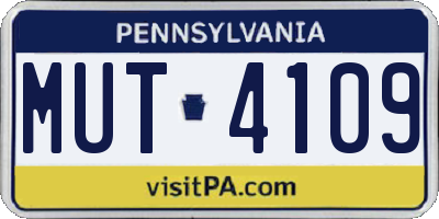 PA license plate MUT4109