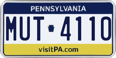 PA license plate MUT4110
