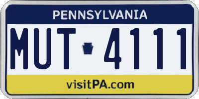 PA license plate MUT4111