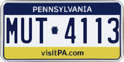 PA license plate MUT4113