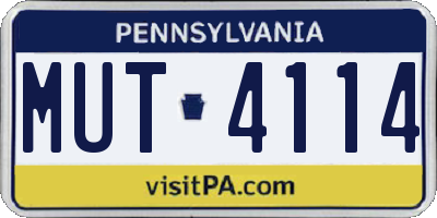 PA license plate MUT4114