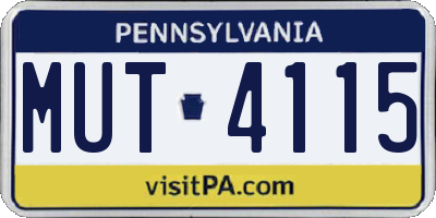 PA license plate MUT4115