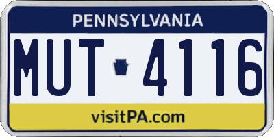 PA license plate MUT4116