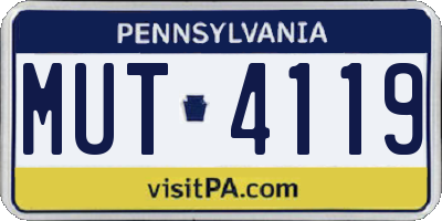 PA license plate MUT4119