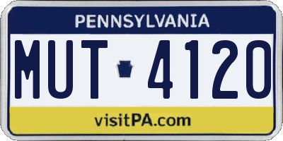 PA license plate MUT4120