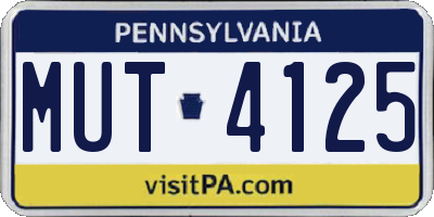 PA license plate MUT4125