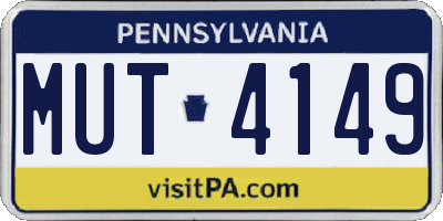 PA license plate MUT4149