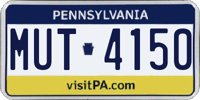 PA license plate MUT4150