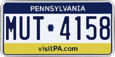 PA license plate MUT4158