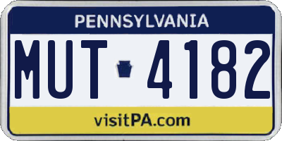 PA license plate MUT4182