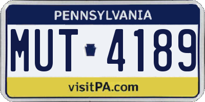 PA license plate MUT4189