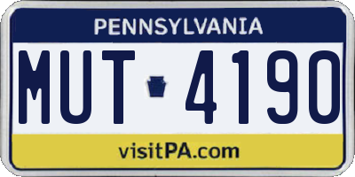 PA license plate MUT4190