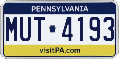 PA license plate MUT4193
