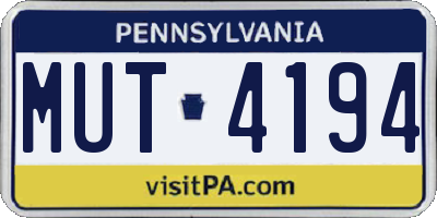 PA license plate MUT4194