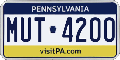 PA license plate MUT4200