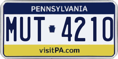 PA license plate MUT4210