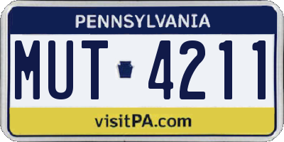 PA license plate MUT4211