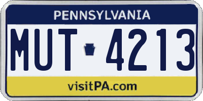 PA license plate MUT4213