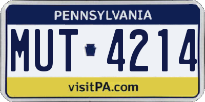 PA license plate MUT4214
