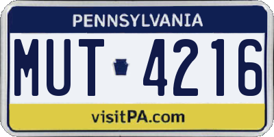 PA license plate MUT4216