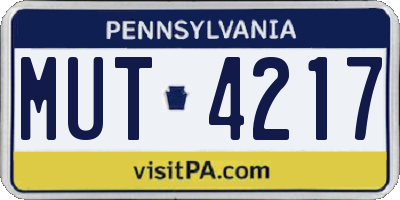 PA license plate MUT4217