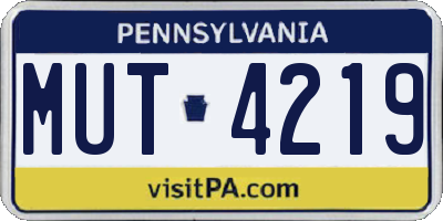 PA license plate MUT4219