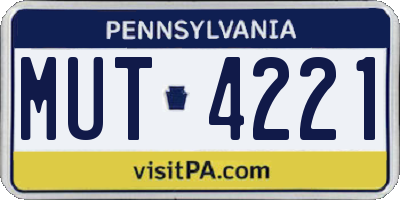 PA license plate MUT4221
