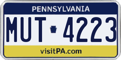 PA license plate MUT4223