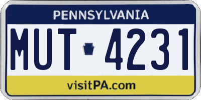 PA license plate MUT4231