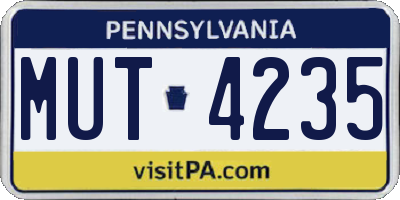 PA license plate MUT4235