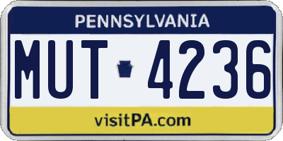 PA license plate MUT4236