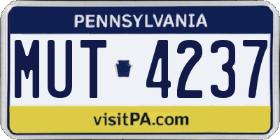 PA license plate MUT4237